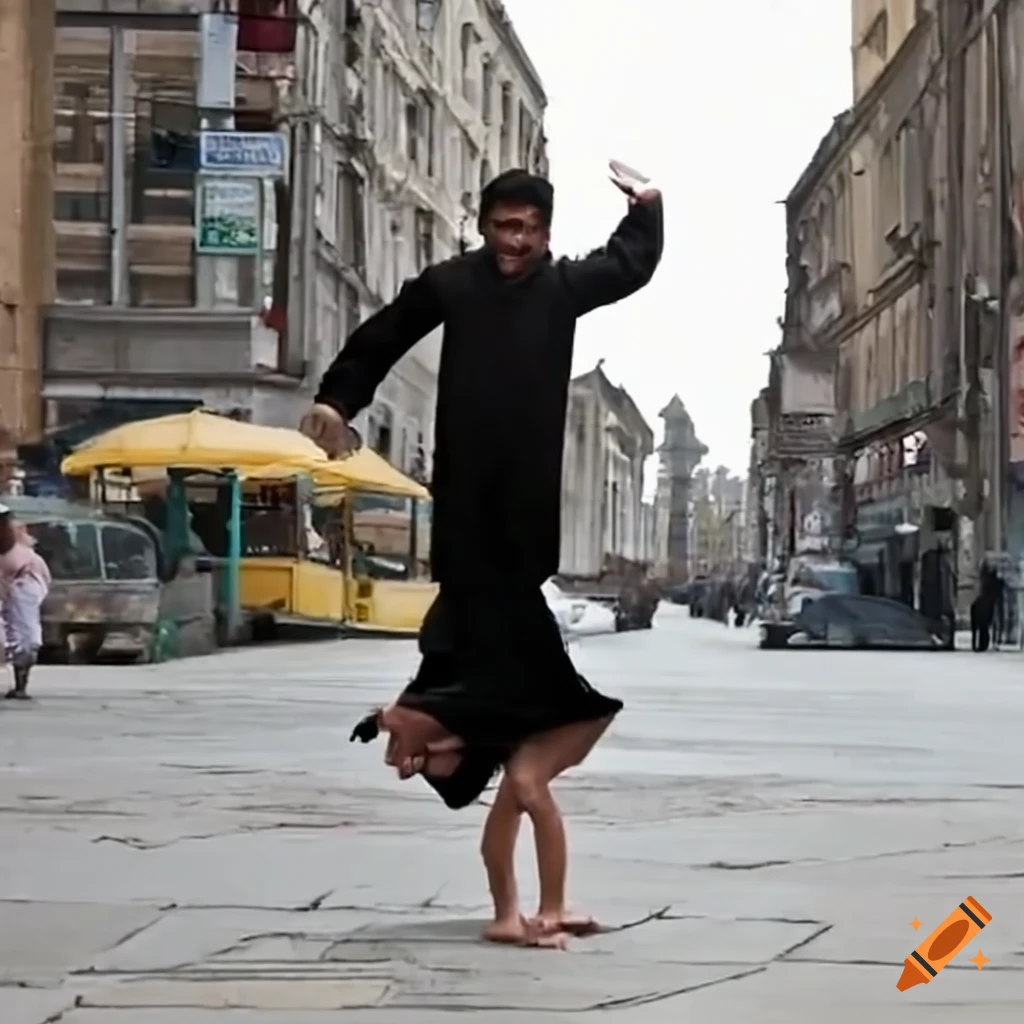 street performer doing cartwheels