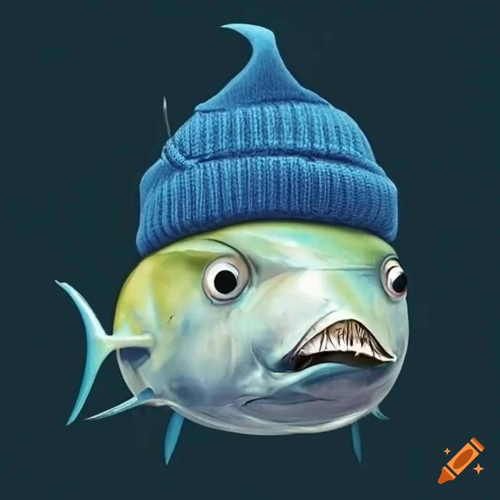 Tuna fish wearing a beanie hat on Craiyon