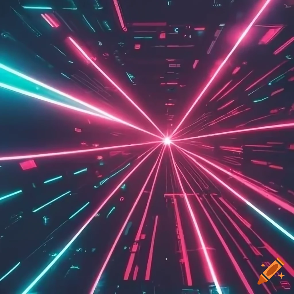 red laser beams in a cyberpunk room
