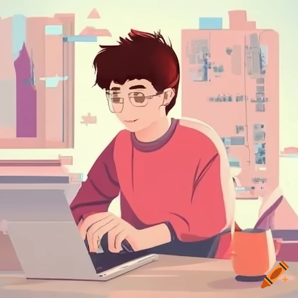 Young programmer working on computer