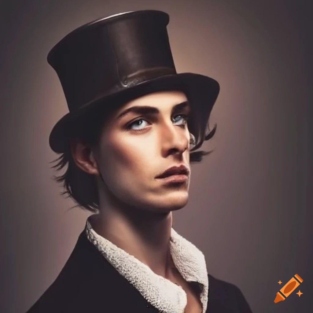 handsome man with top hat and mustache