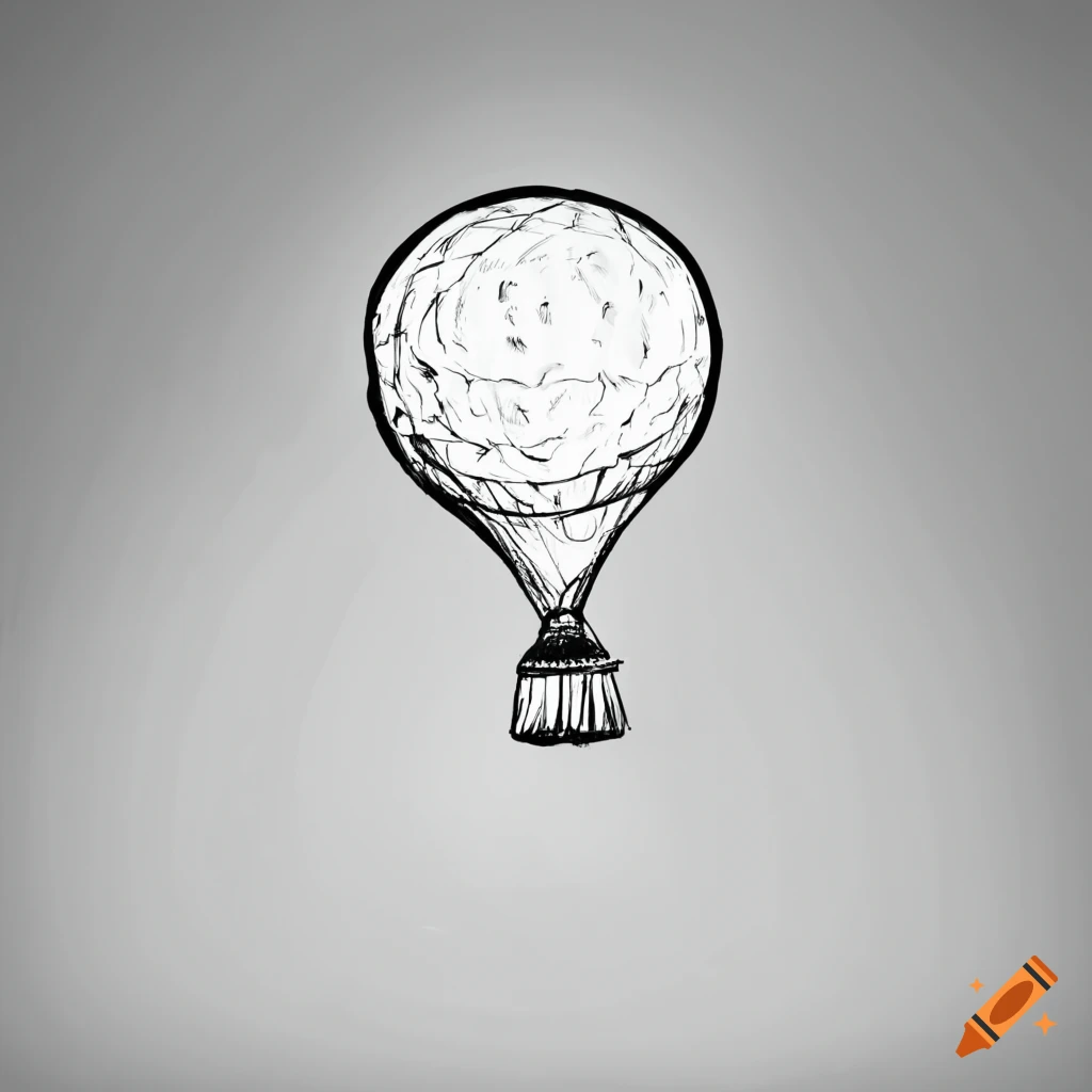 sketch of a hot air balloon in the sky