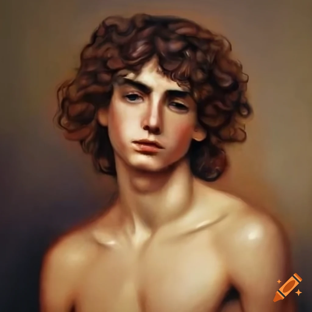 detailed painting of a Greek god of beauty and power