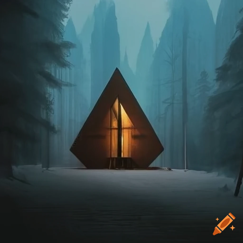 illusion of a lonely cathedral-like cabin