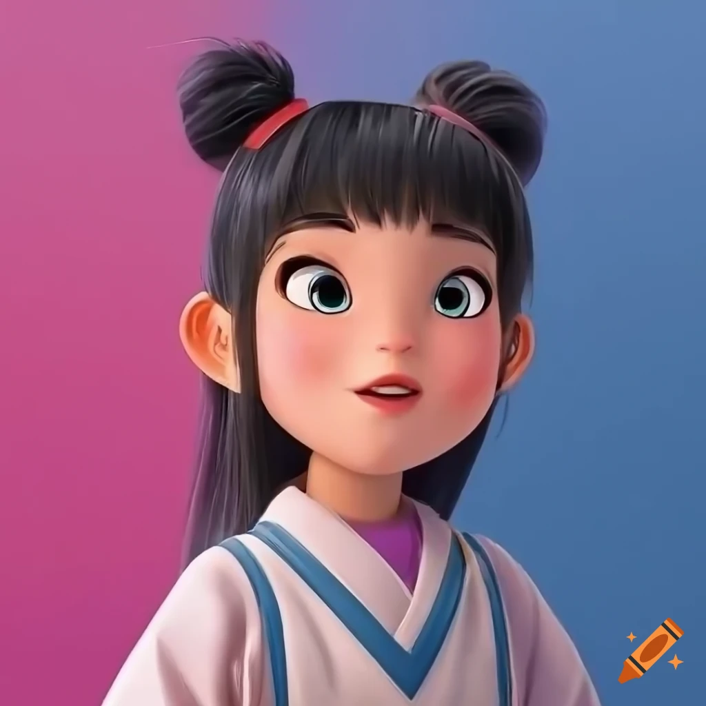 Animated movie poster featuring a japanese girl with bangs and ponytail