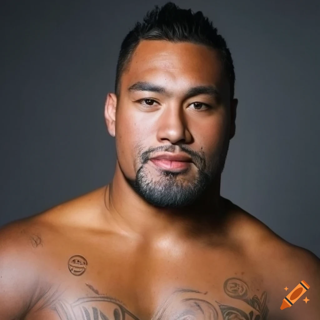 Professional portrait of a rugged maori rugby player