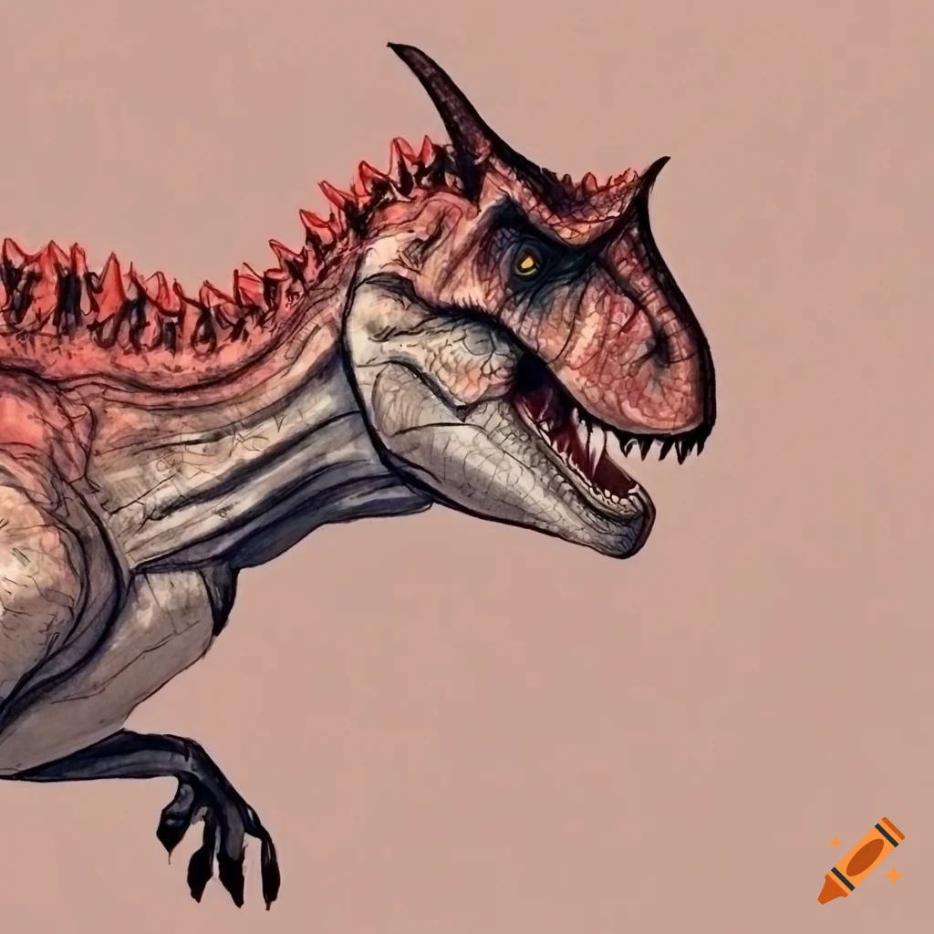 Drawing of a carnotaurus dinosaur on Craiyon