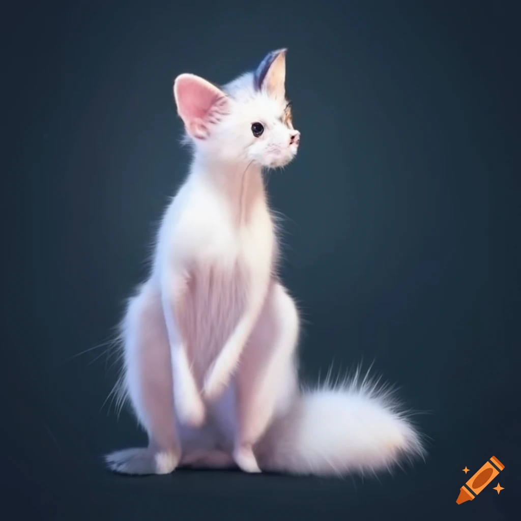 white kangaroo with fluffy tail