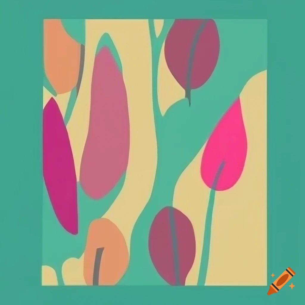 abstract Mid Century Modern Art with boho patterns