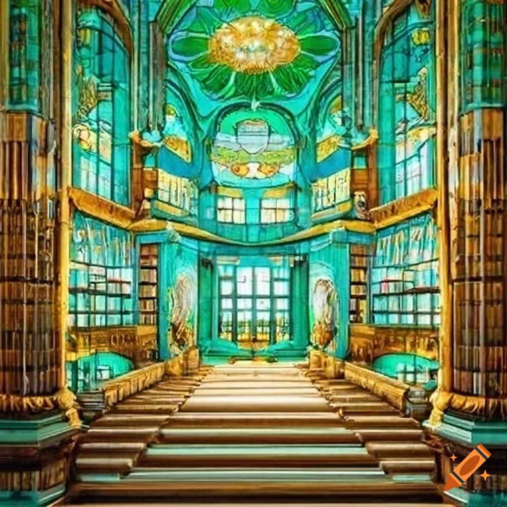 stunning oriental library with jade accents and stained glass windows
