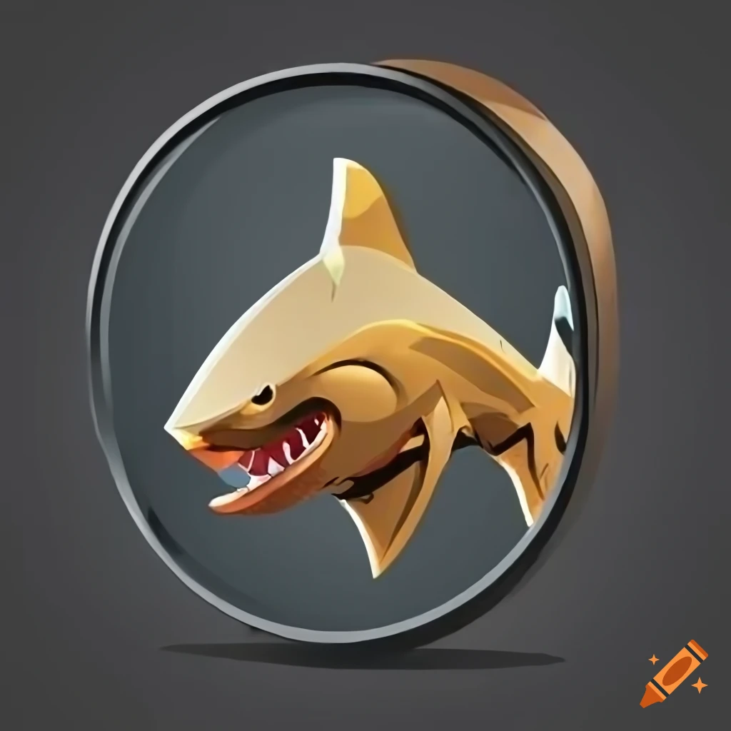 gold shark icon in a ring