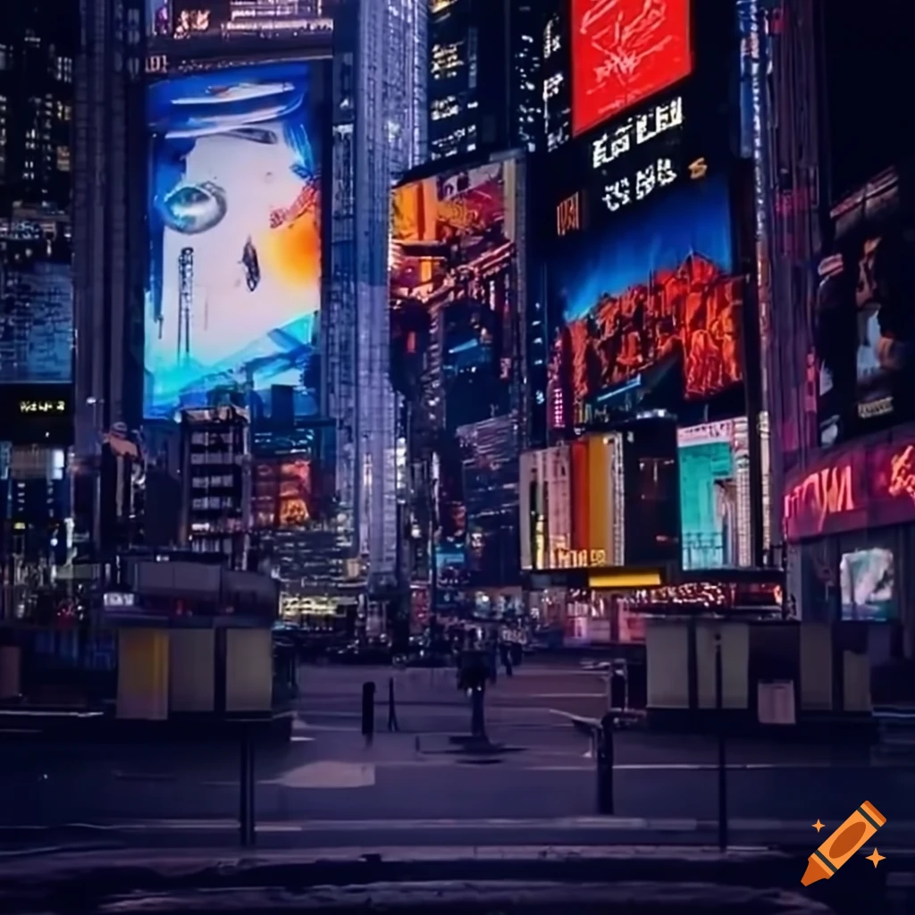 Detailed View Of Times Square At Night On Craiyon
