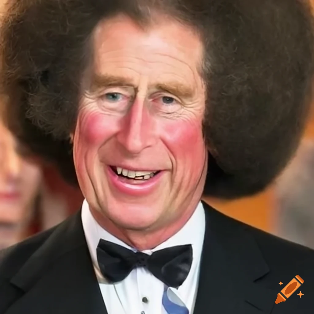 Prince charles with a big afro hairstyle on Craiyon