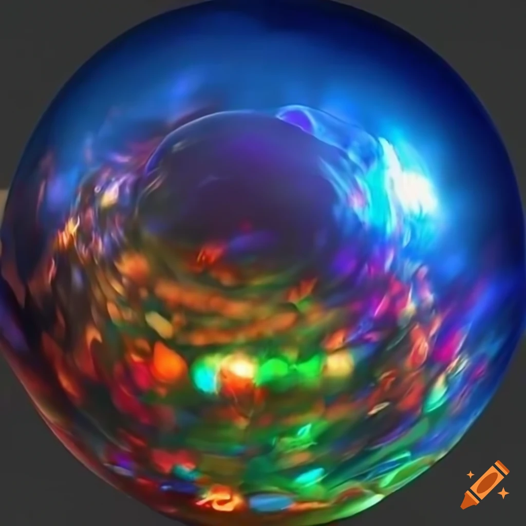 hyper-realistic landscape inside a crystal ball