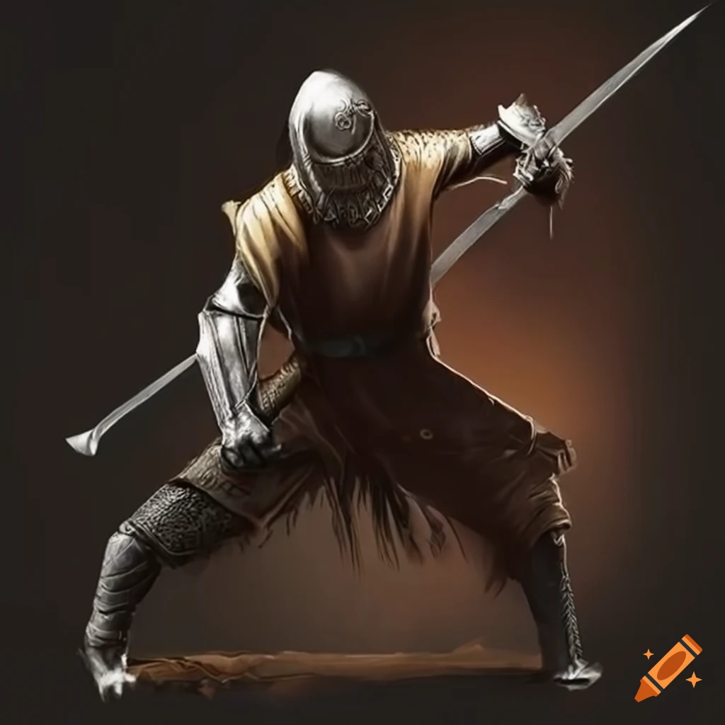 Knight training with a sword on Craiyon