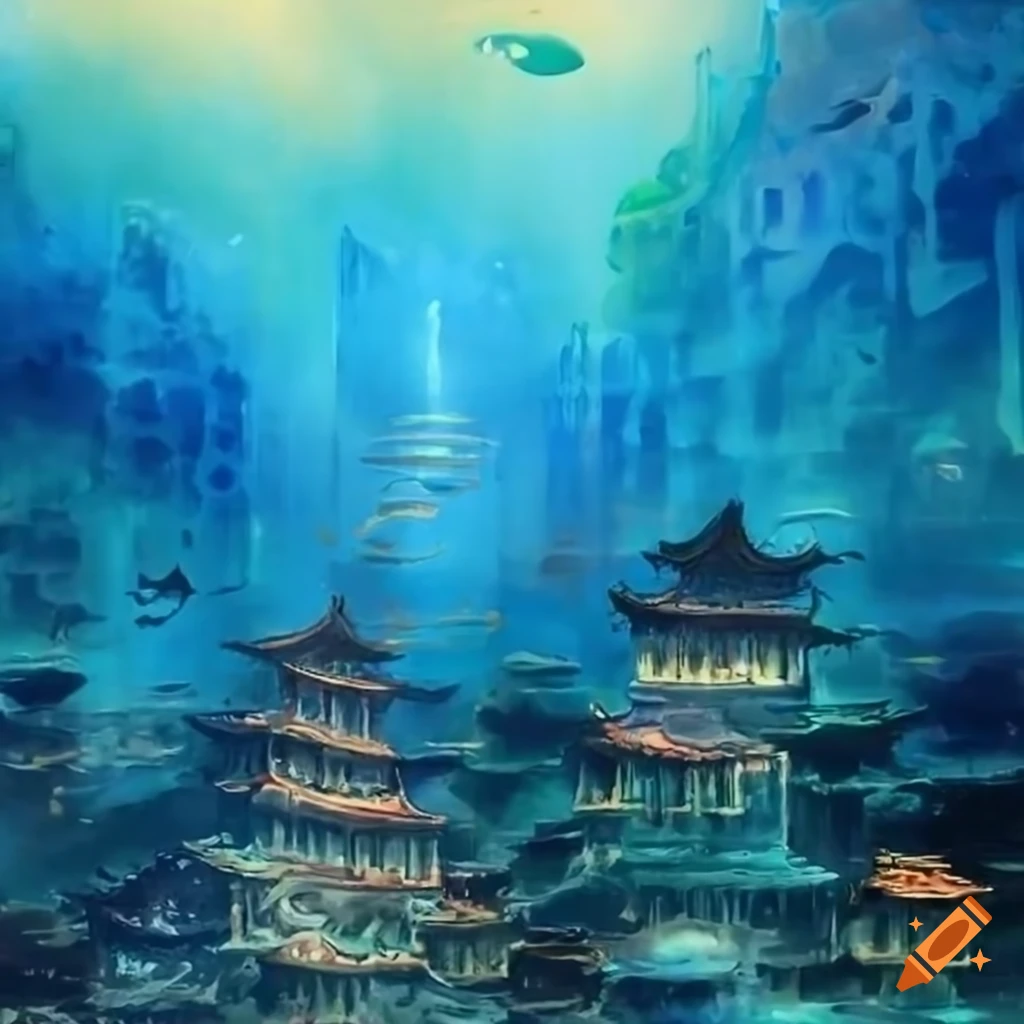 Chinese underwater city painting on Craiyon