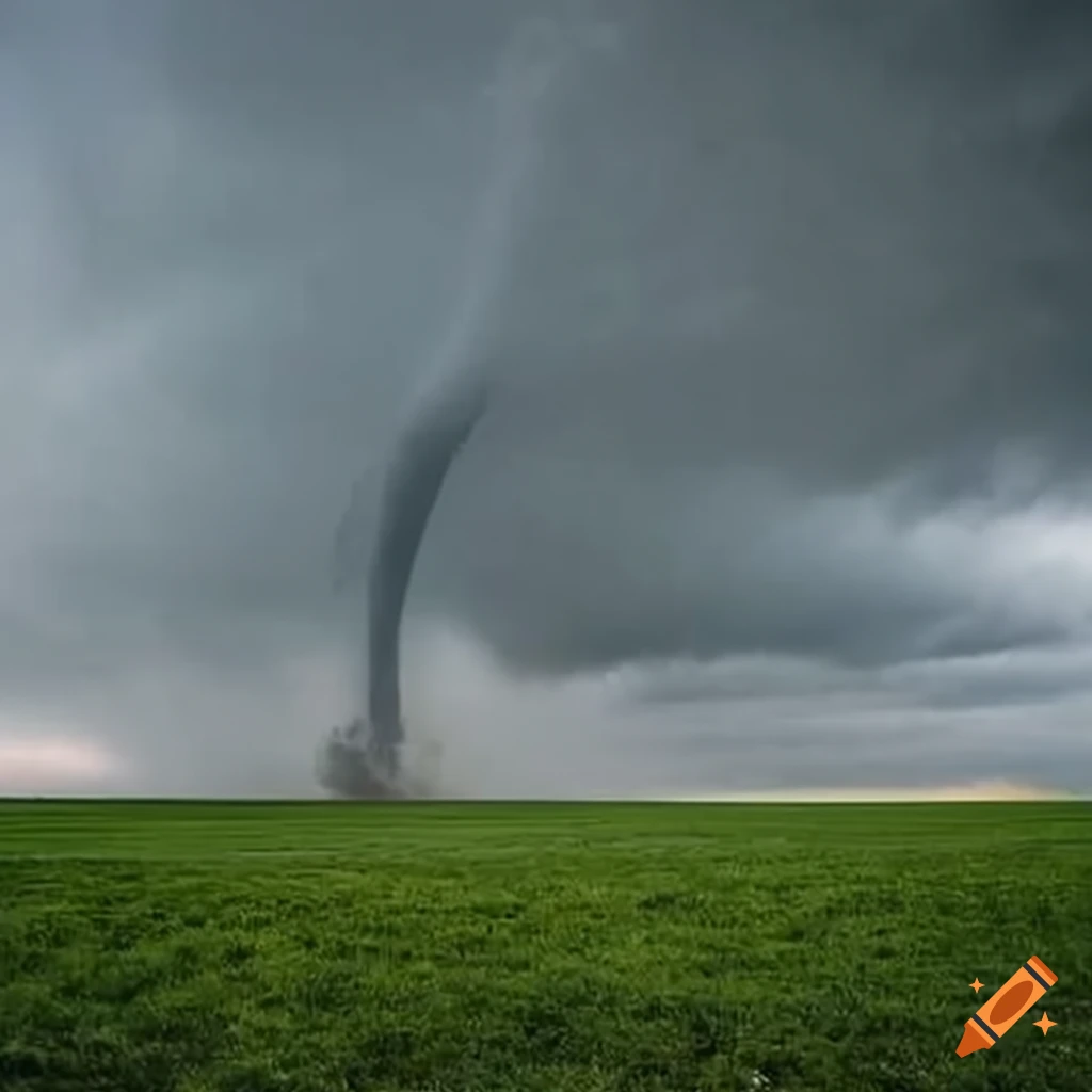image of a massive tornado on an open field