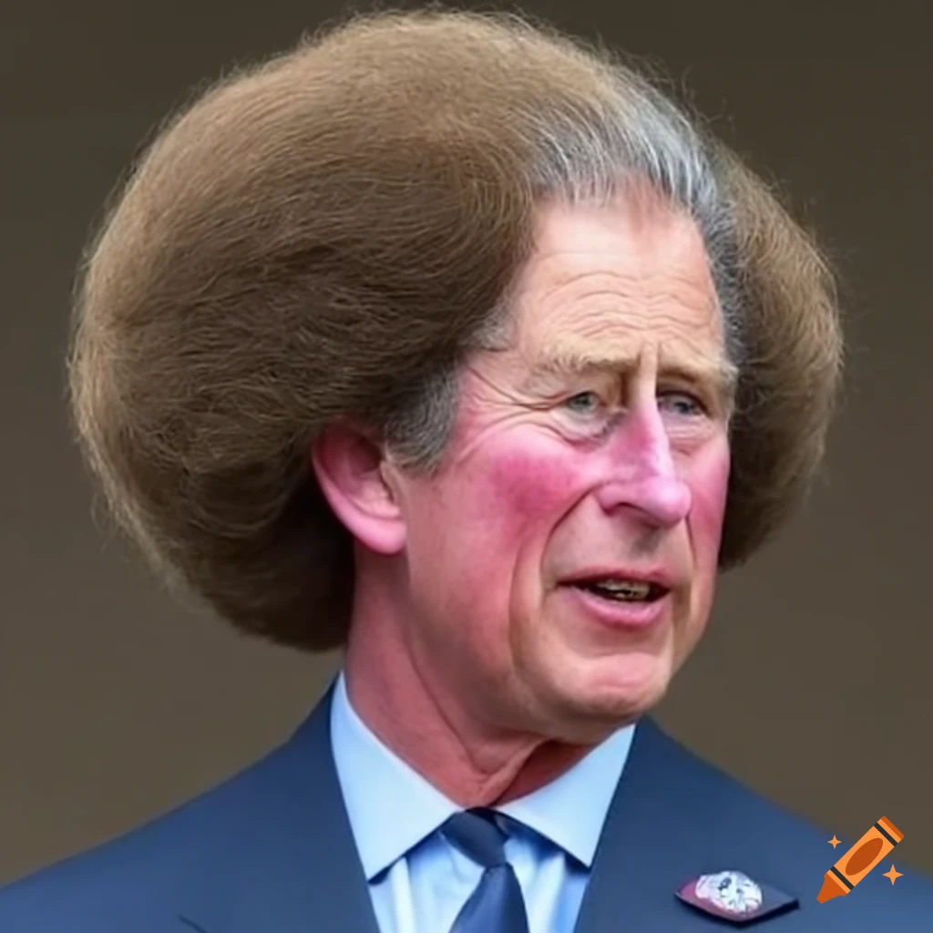Prince charles with a large afro hairstyle