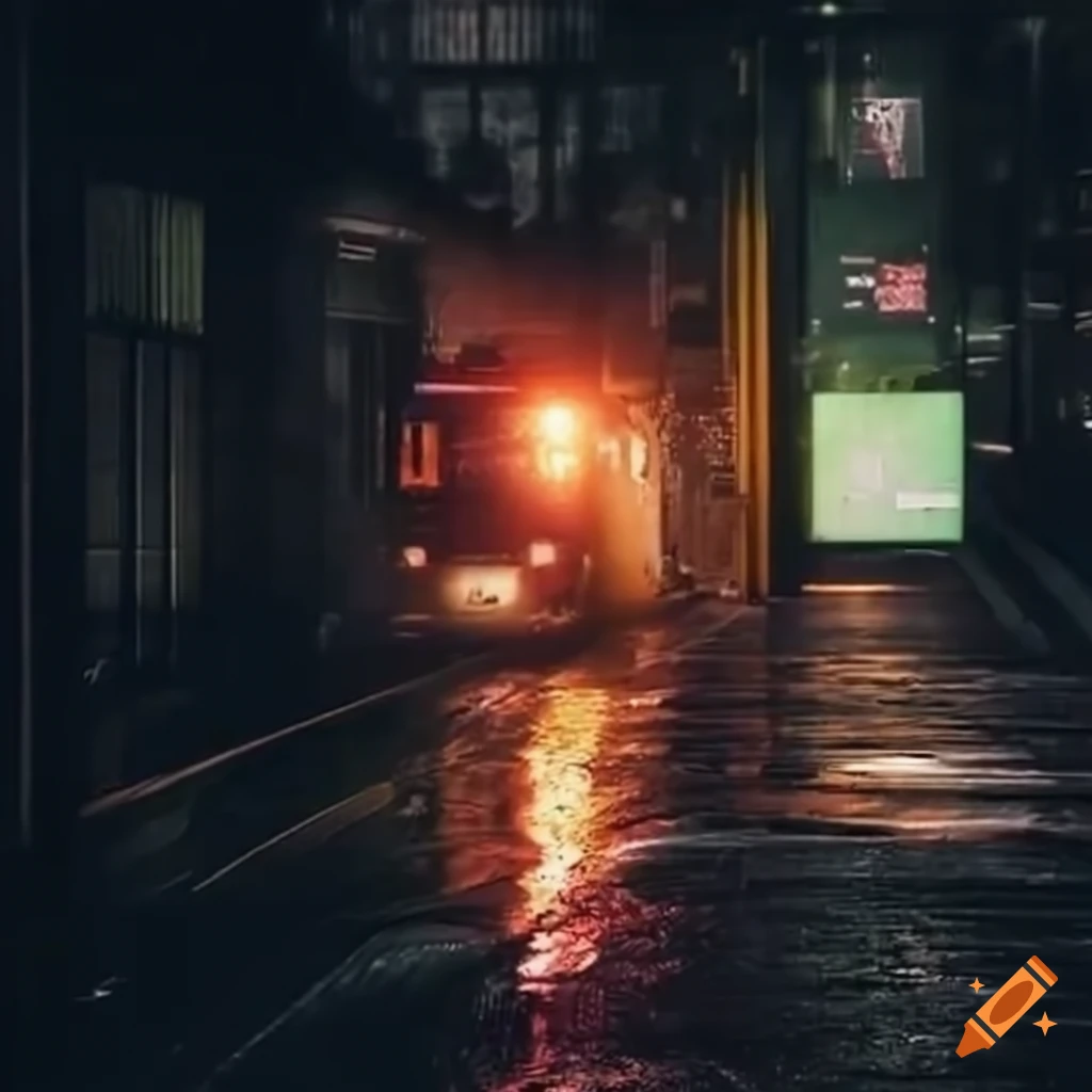 dos hombres esperando el autobús bajo la lluvia en Japón