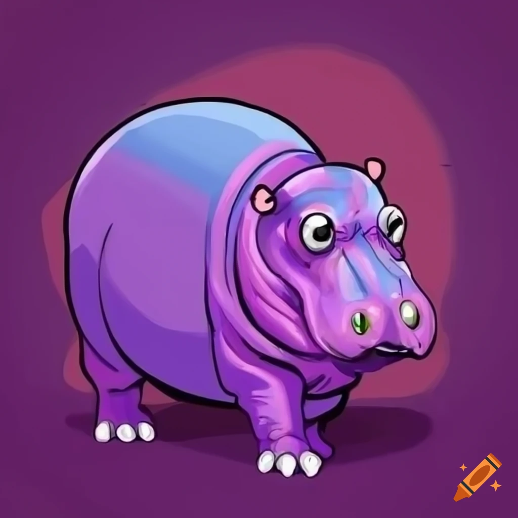 purple confused hippopotamus illustration