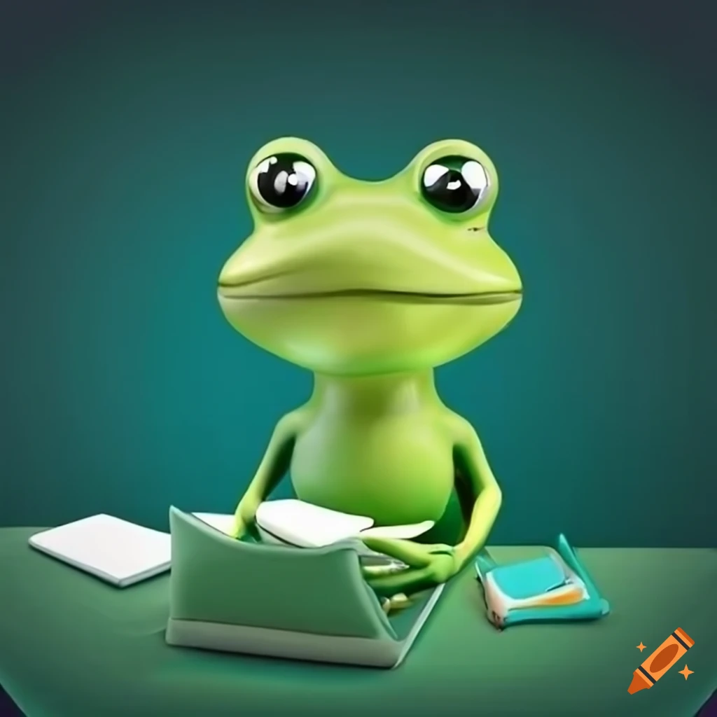 Cute Frog Character Using A Computer On Craiyon