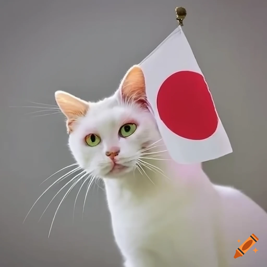 Cute cat with japanese flag on Craiyon