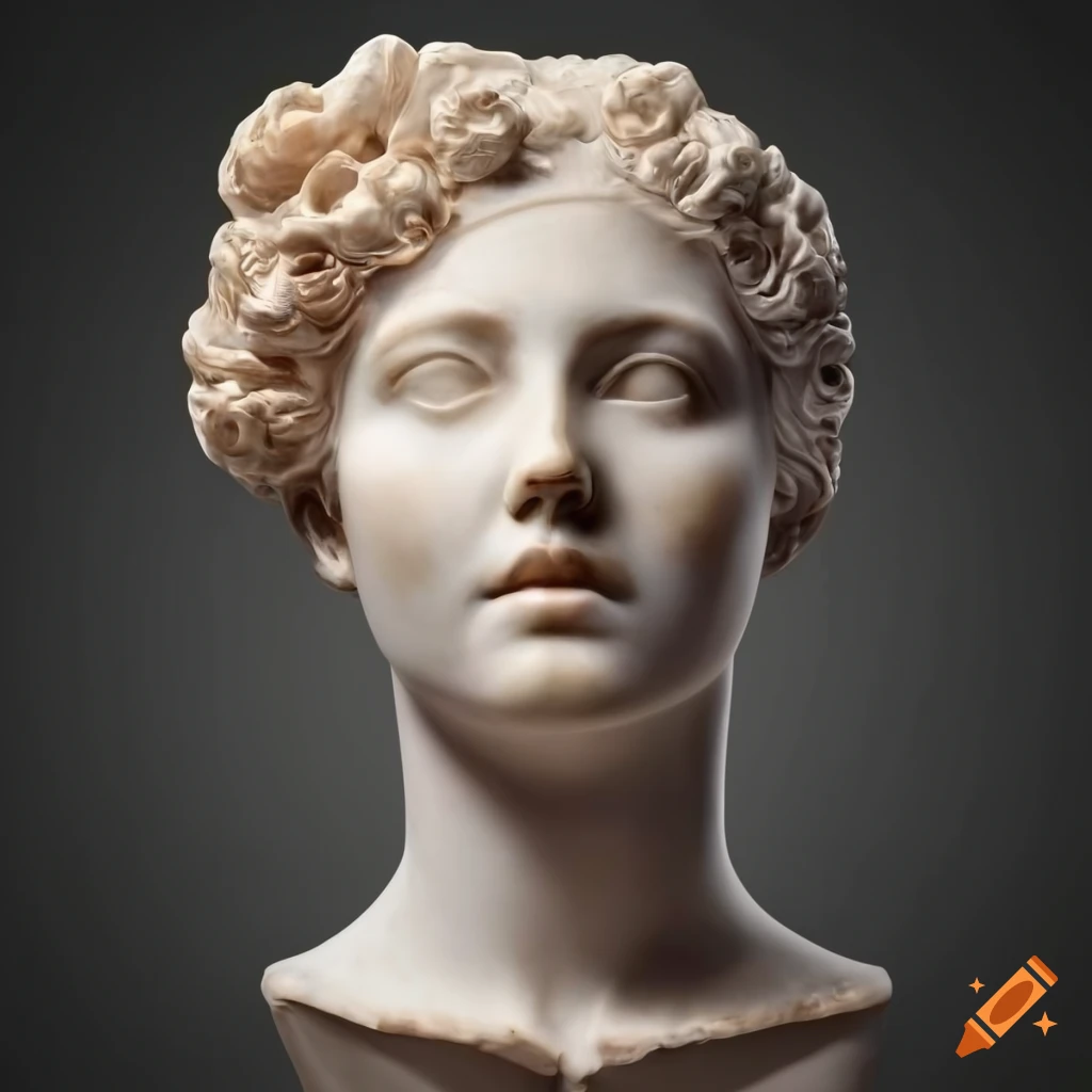 detailed marble bust of a woman