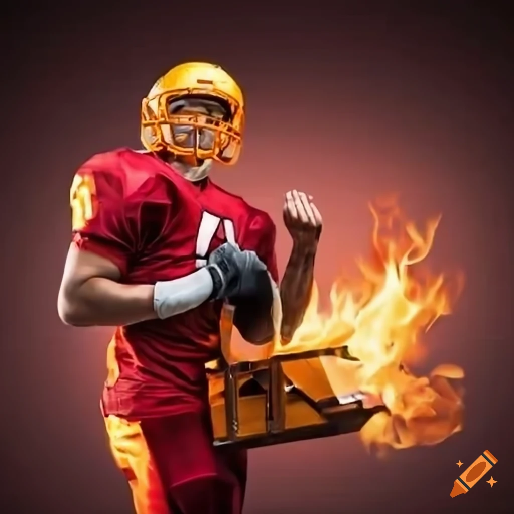 American Football player with a fiery toolbox