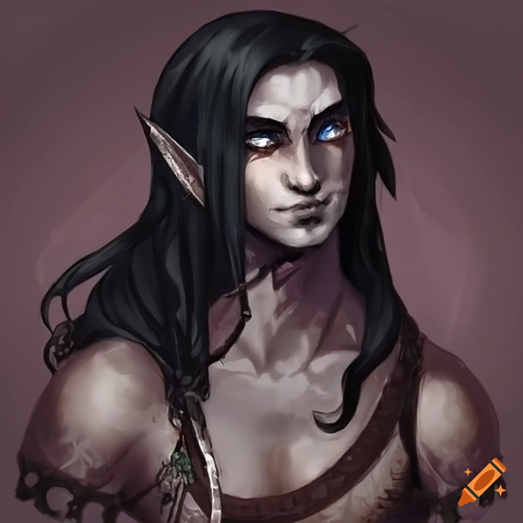 art-of-a-male-dnd-thiefling-with-dark-grey-skin-and-black-hair-on-craiyon