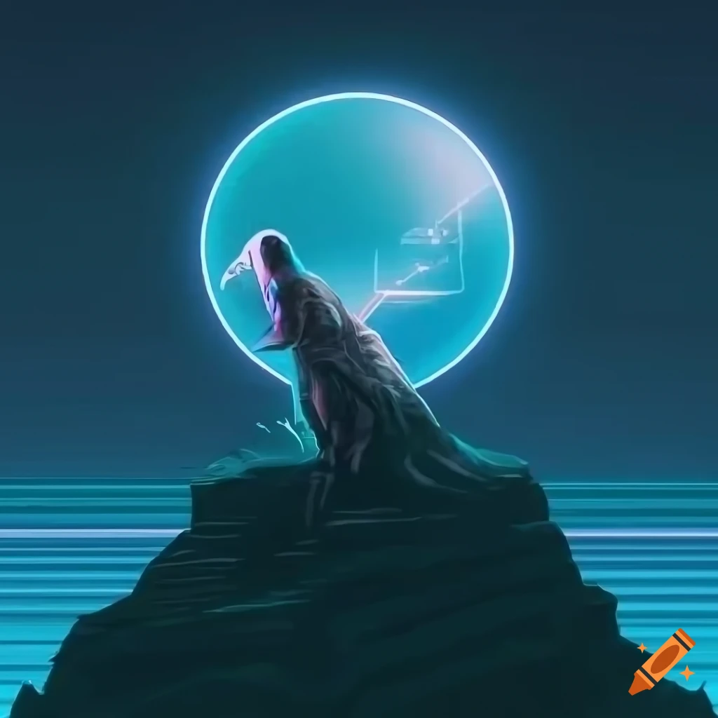 A woman and a printer in a futuristic white scenery cartoon high
