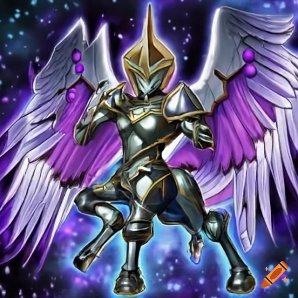 Yugioh card artwork of an angel centaur knight