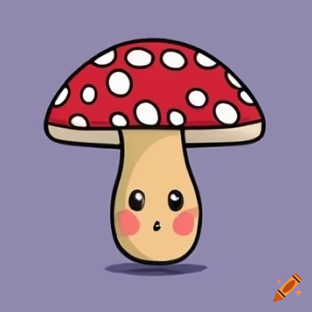 cute mushroom with big anime eyes