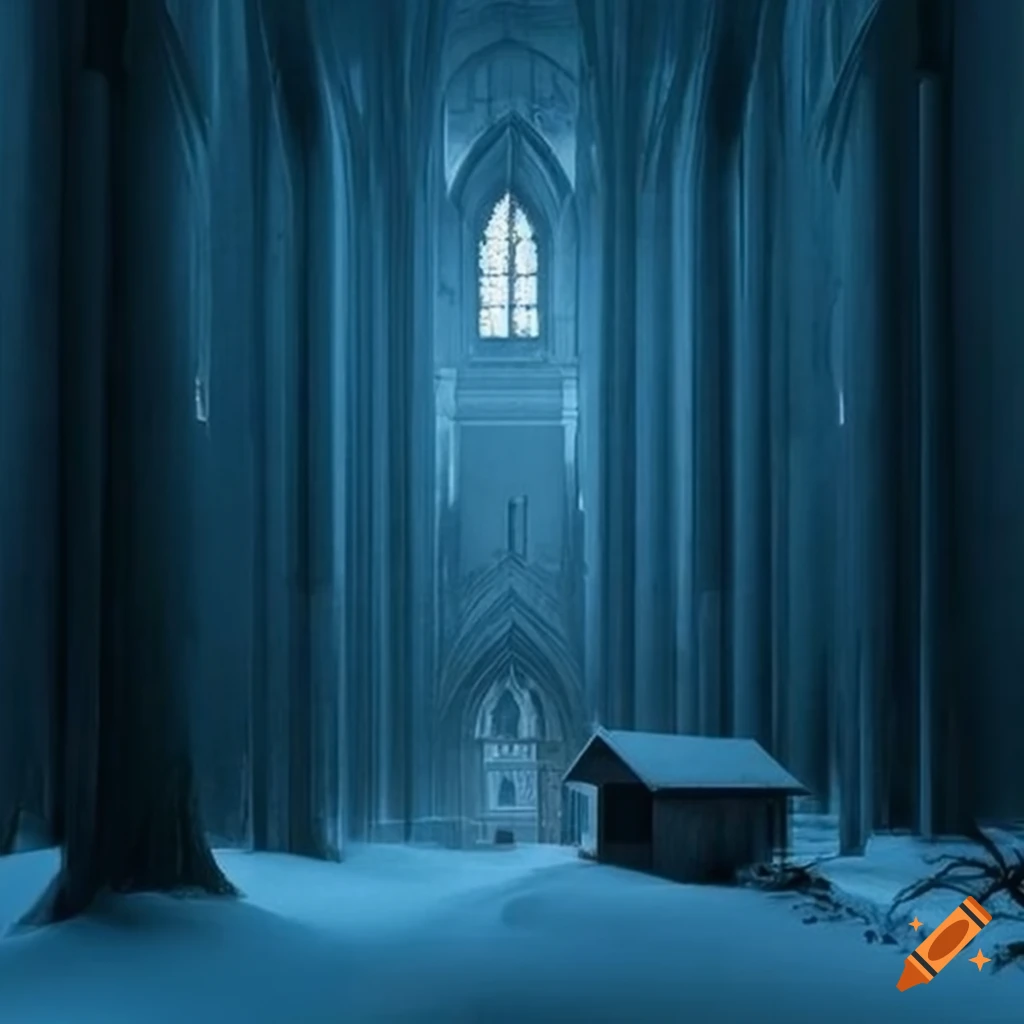 illusion of a lonely cabin with cathedral-like architecture
