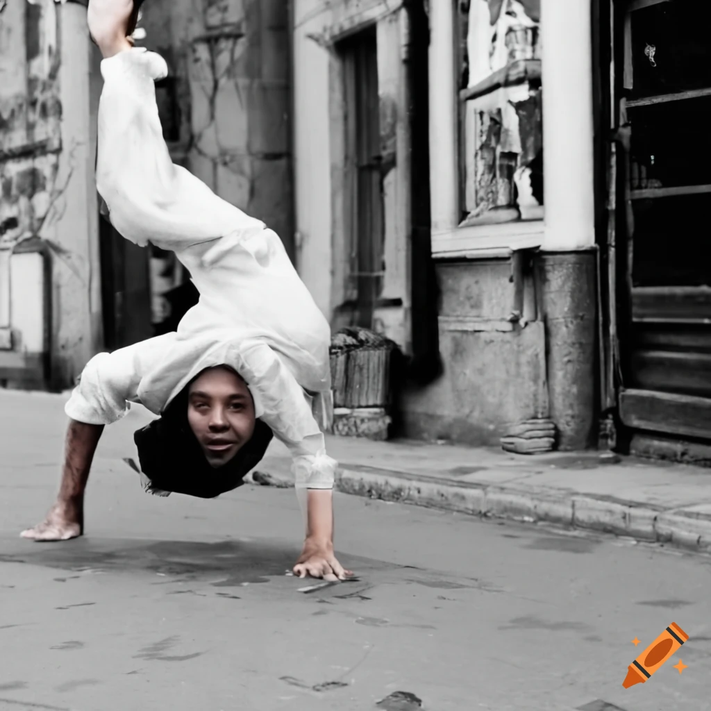 street performer doing cartwheels