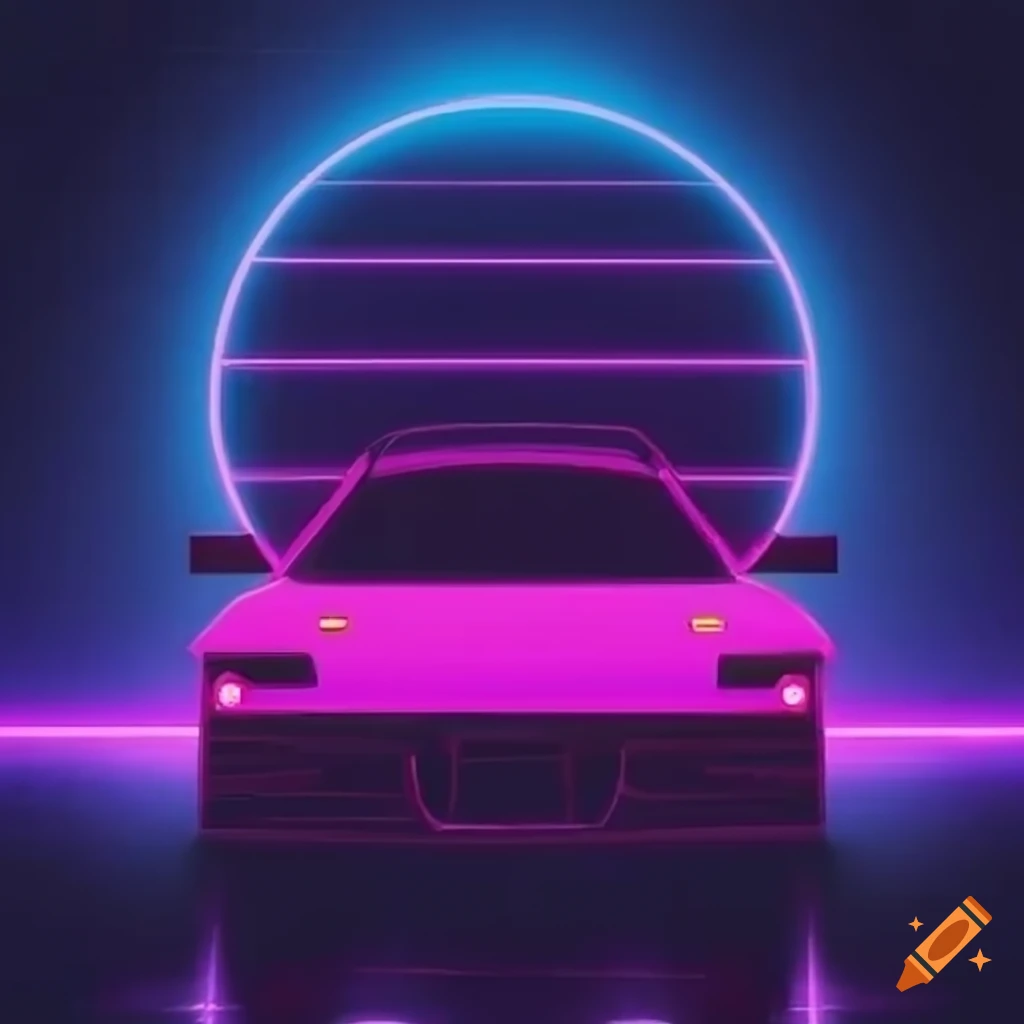 Neon Synthwave Car On Speedway neon-synthwave-car-on-speedway