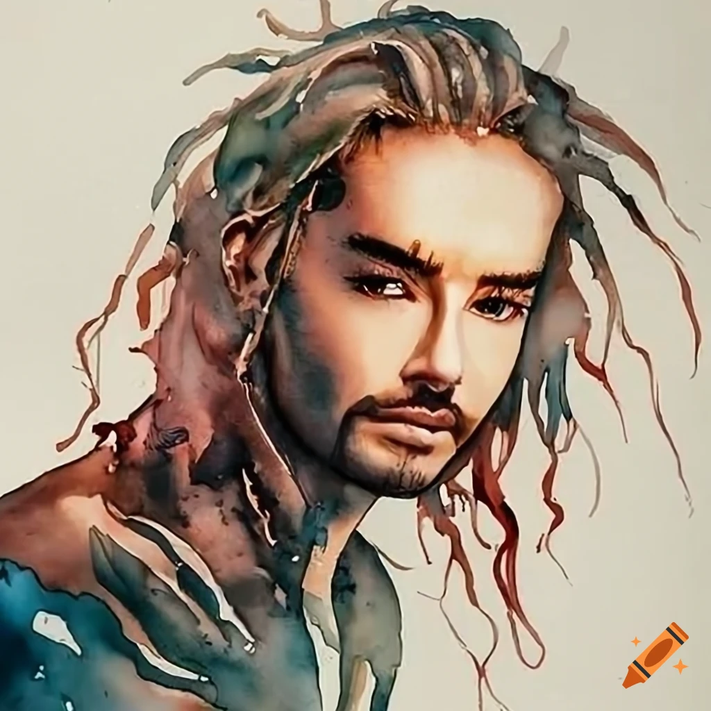 watercolor painting of Tom Kaulitz
