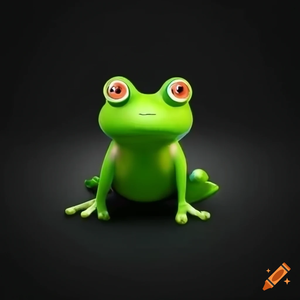 Colorful frog character at a computer on Craiyon