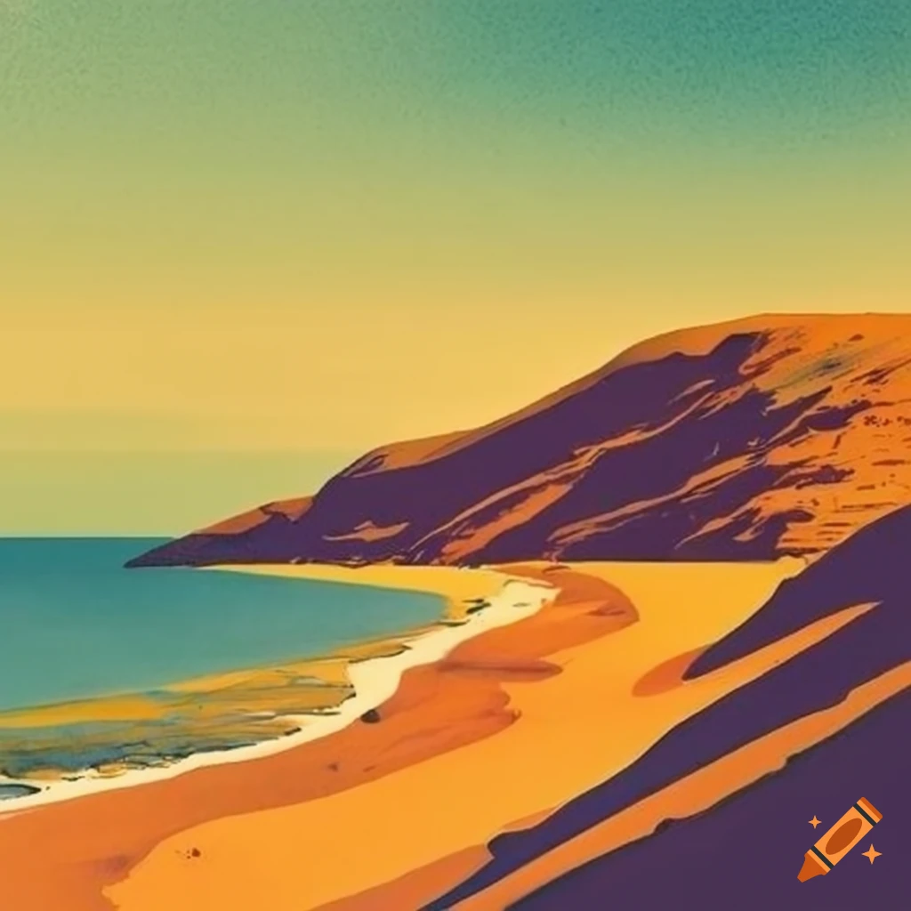 vintage travel poster of sandy dunes in Mozambique