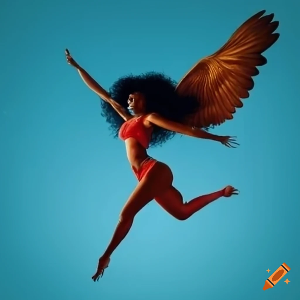 image of a black woman soaring through the sky