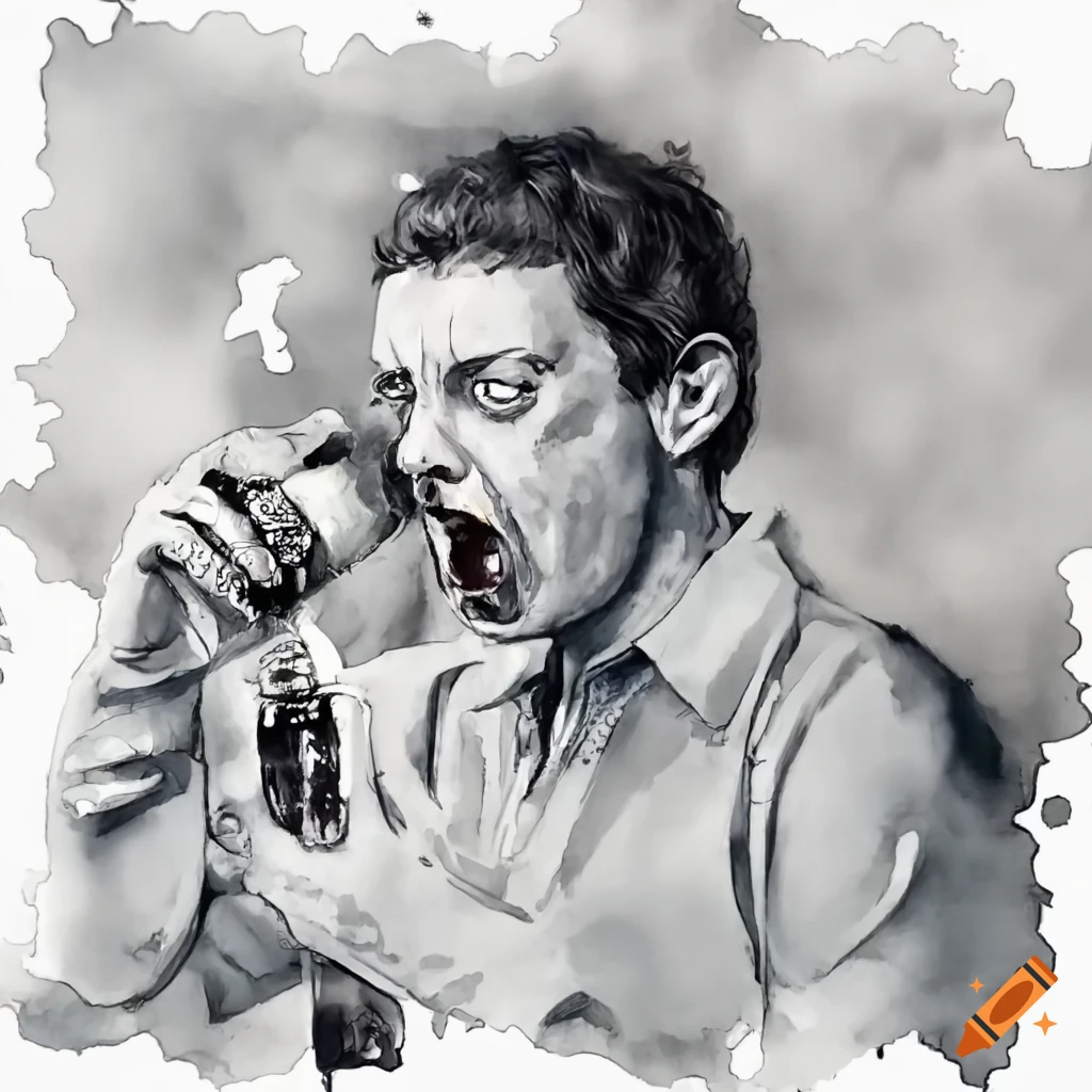 person drinking beer with a displeased expression
