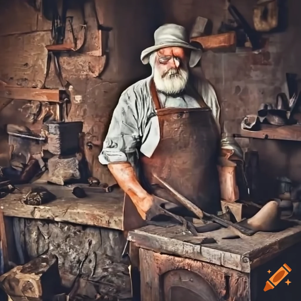 blacksmith working in nostalgic workshop