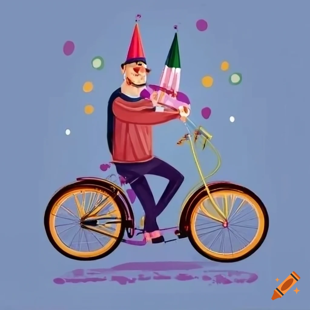 birthday card for a man with bicycles and a guitar