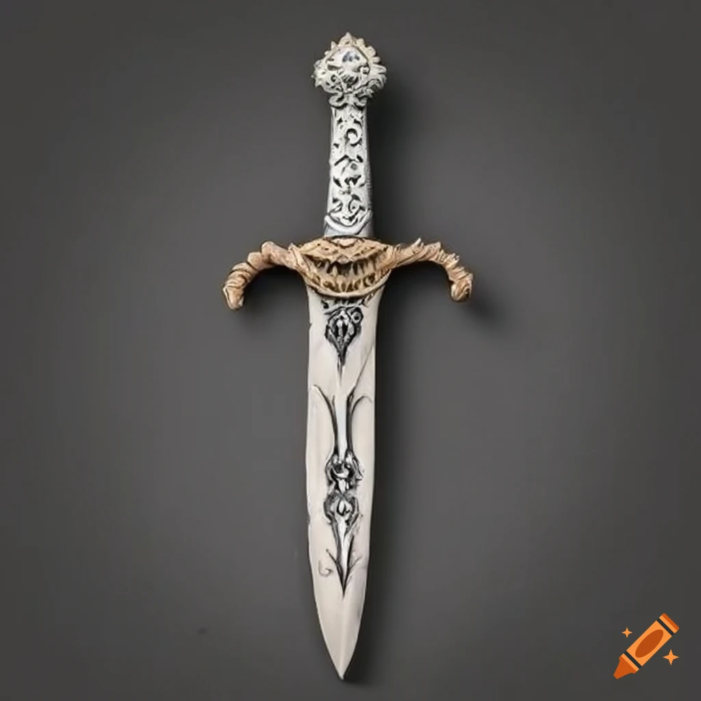 elegant bone dagger with carvings