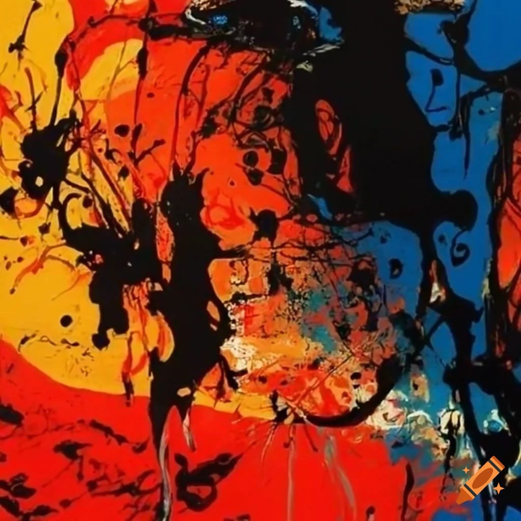 Abstract painting with drip paint technique on Craiyon