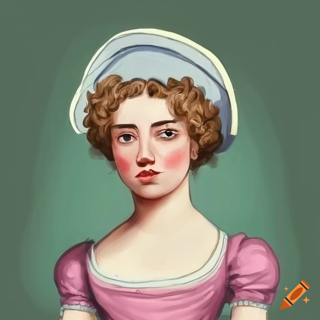 cartoon illustration of a snooty young lady in a bonnet