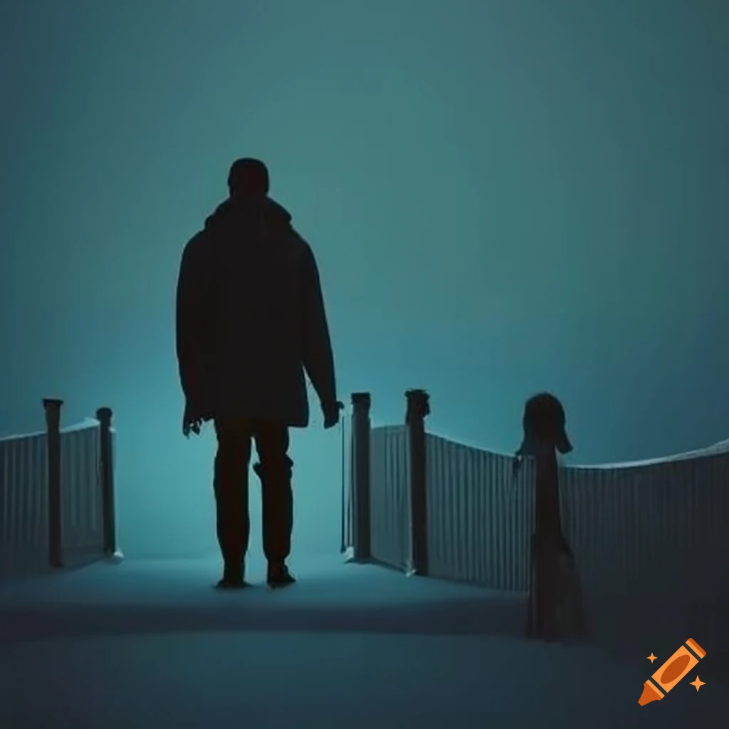 Silhouette of a man walking away