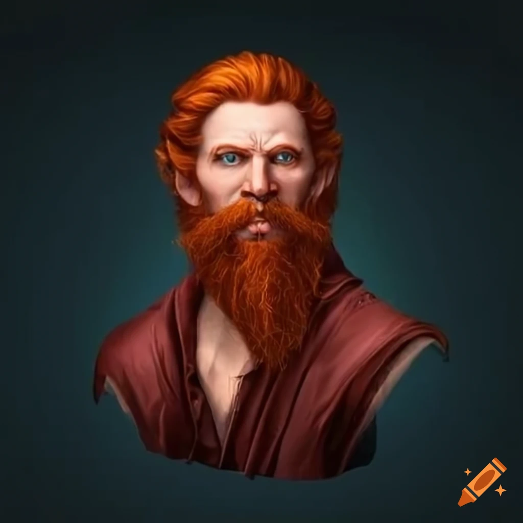 Illustration of a male wizard with red hair and a beard