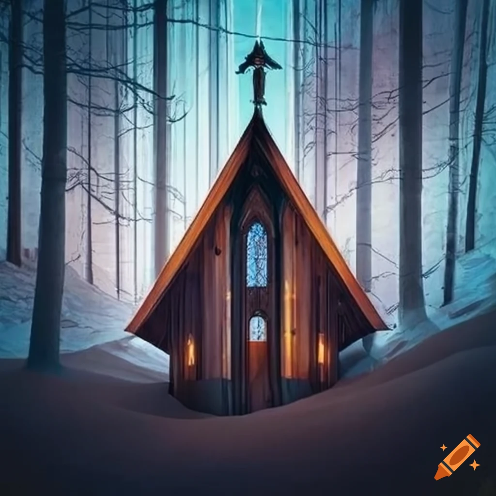 illusory cabin with cathedral-like architecture