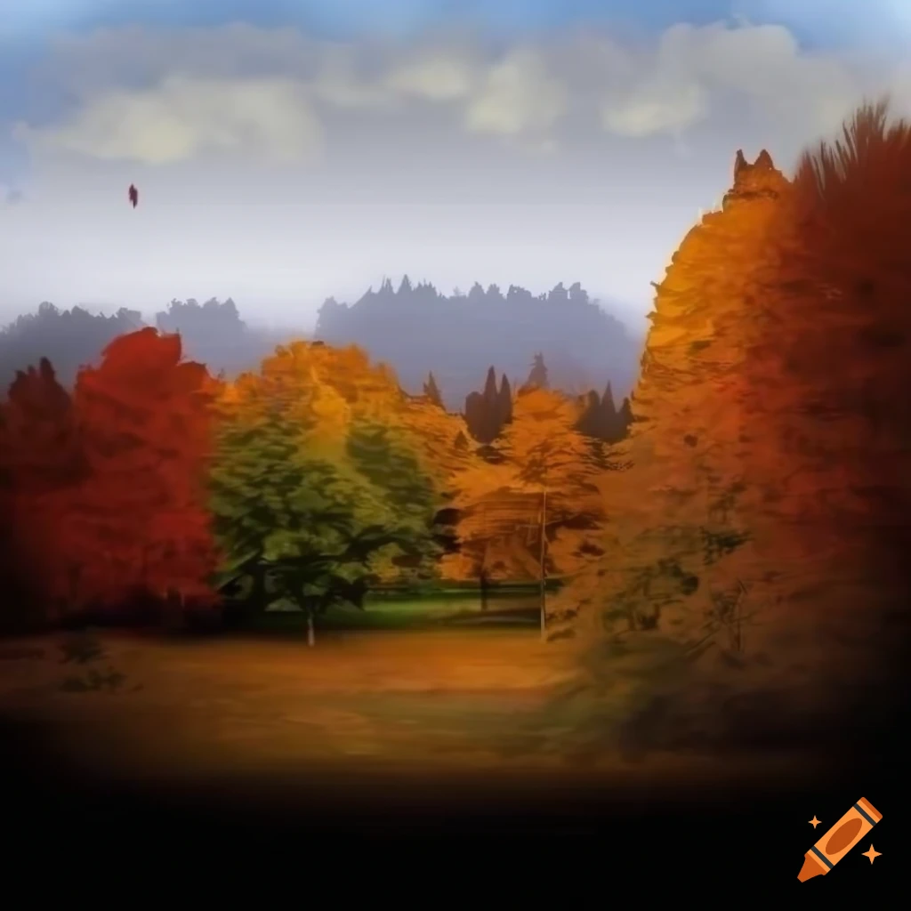 autumn scene with letter "B" in the foreground