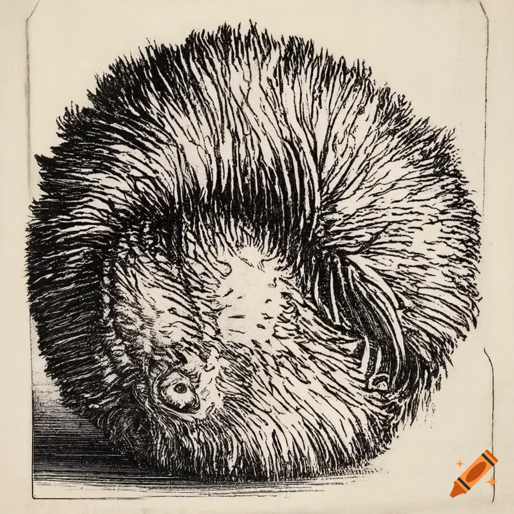 Albrecht Durer's engraving of a furry animal in midair